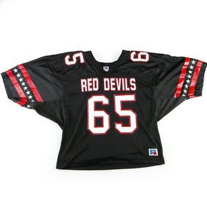 M Vintage Retro Russell Black Red Devil Jersey 65